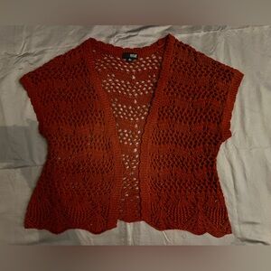 Ana Rust Open-Front Knit Poncho
